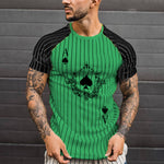 2021 Summer Men's T-shirt Summer Men's Street Style Round Neck Shirt Fashion Poker Print Short Sleeve Zebra Stripe Printed Top