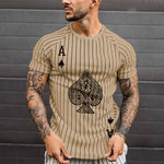 2021 Summer Men's T-shirt Summer Men's Street Style Round Neck Shirt Fashion Poker Print Short Sleeve Zebra Stripe Printed Top