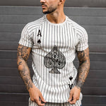 2021 Summer Men's T-shirt Summer Men's Street Style Round Neck Shirt Fashion Poker Print Short Sleeve Zebra Stripe Printed Top