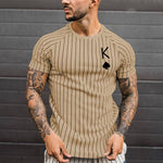2021 Summer Men's T-shirt Summer Men's Street Style Round Neck Shirt Fashion Poker Print Short Sleeve Zebra Stripe Printed Top
