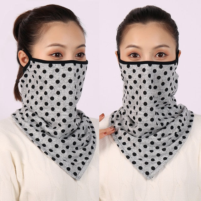 Women Cotton Mask Scarf Face Mascarillas Wraps Floral Print Lady Warm Neck Scarves Foulard Bandana Reusable Outdoor Riding Masks