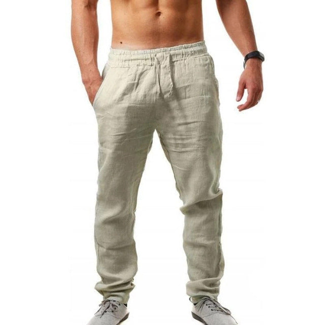 2020 New Men&#39;s Cotton Linen Pants Male Summer Breathable Solid Color Linen Trousers Fitness Streetwear M-3XL