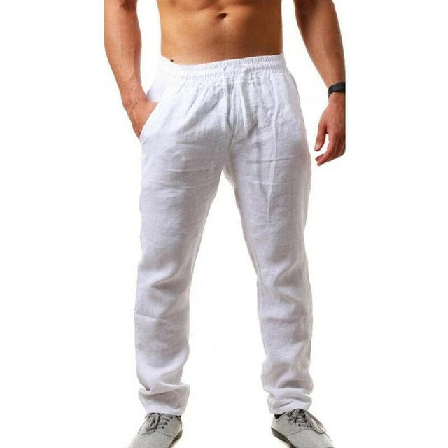 2020 New Men&#39;s Cotton Linen Pants Male Summer Breathable Solid Color Linen Trousers Fitness Streetwear M-3XL