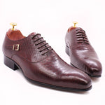 Luxury Men Oxford Shoes Snake Skin Prints Classic Style Dress Leather Shoes Coffee Black Lace Up Pointed Toe Formal Shoes Men
