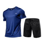 2 Pcs/Sets Men's Sportswear Short Sleeve T-Shirt Athletic Wear Compression Suit Gym Elastic Tracksuit Ropa Deportiva Running Set