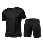 2 Pcs/Sets Men's Sportswear Short Sleeve T-Shirt Athletic Wear Compression Suit Gym Elastic Tracksuit Ropa Deportiva Running Set