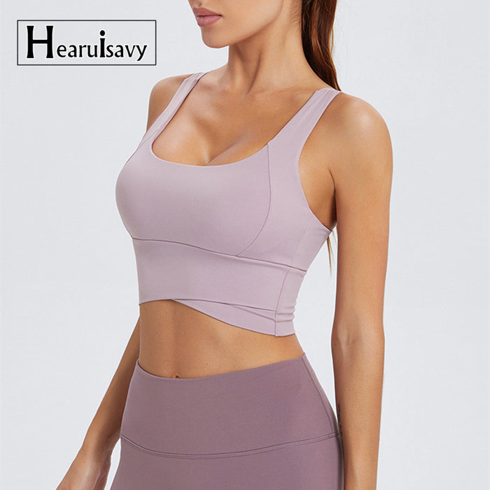 Naked Feeling Yoga Crop Top Quakeproof  Fitness Sports Bra For Women Running Workout Wear Ladies Athletic Training Tank Vest