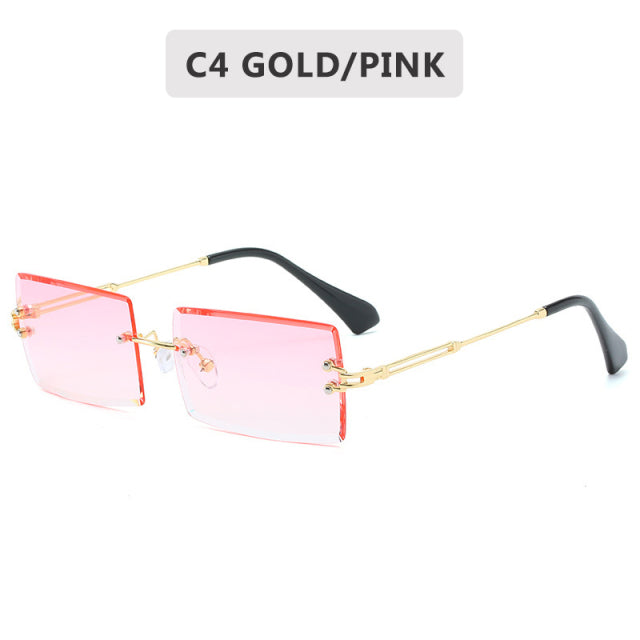 2022 Retro Sunglasses Women Brand Designer Fashion Rimless Gradient Sun Glasses Shades Cutting Lens Ladies Frameless Eyeglasses