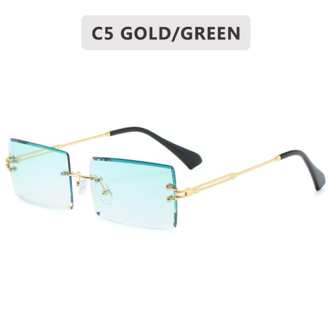 2022 Retro Sunglasses Women Brand Designer Fashion Rimless Gradient Sun Glasses Shades Cutting Lens Ladies Frameless Eyeglasses