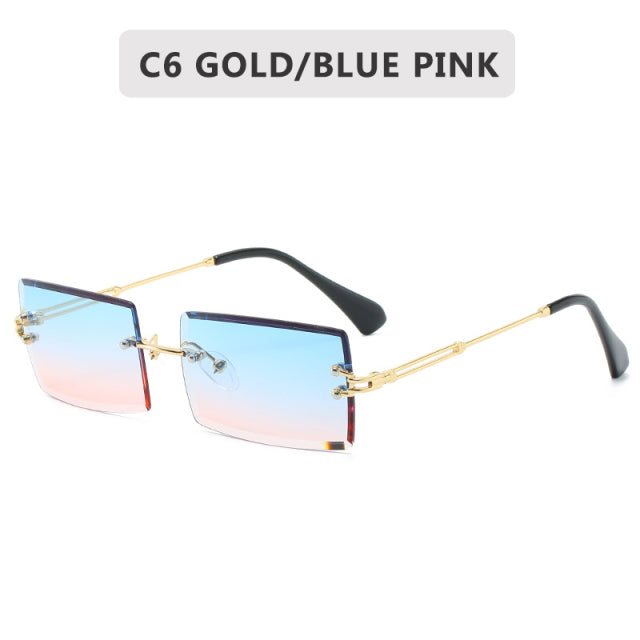 2022 Retro Sunglasses Women Brand Designer Fashion Rimless Gradient Sun Glasses Shades Cutting Lens Ladies Frameless Eyeglasses