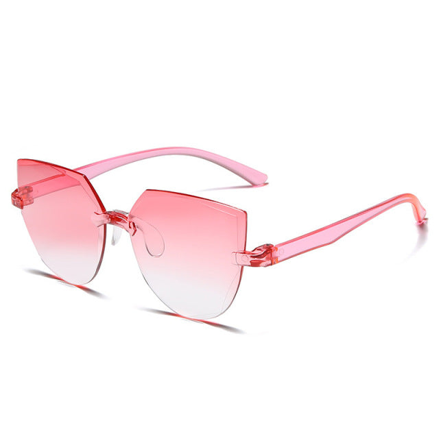 Ladies Cat Ear Sunglasses Frameless Jelly Transparent Sunglasses Retro All-in-one Ocean Piece Candy Color Sunglasses