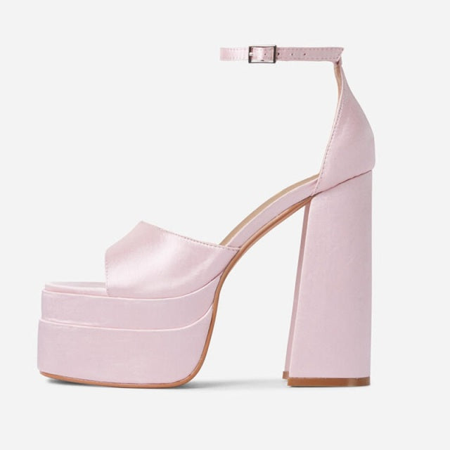 2021 New Ladies Sandals Summer Shoes Sexy Thick High Heels Thick Platform Buckle Crystal Dress Party Wedding Shoes Woman Pumps