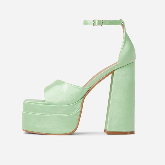 2021 New Ladies Sandals Summer Shoes Sexy Thick High Heels Thick Platform Buckle Crystal Dress Party Wedding Shoes Woman Pumps