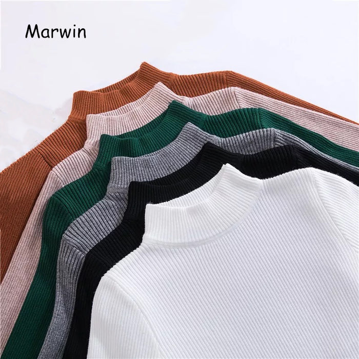 Marwin New-coming Autumn Winter Top Pull Femme Turtleneck Pullovers Sweaters Long Sleeve Slim Oversize Korean Women&#39;s Sweater