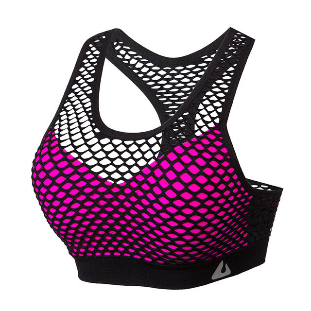 Women Gym Fitness Underwear Hollow Breathable  Sexy Running Yoga Bra Athletic Sportswear Ladies Sports Bra Push Up Crop Tops