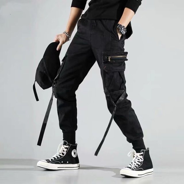 New Streetwear Men&#39;s Multi Pockets Cargo Harem Pants Hip Hop Casual Male Track Pants Joggers Trousers Fashion Harajuku Men Pants