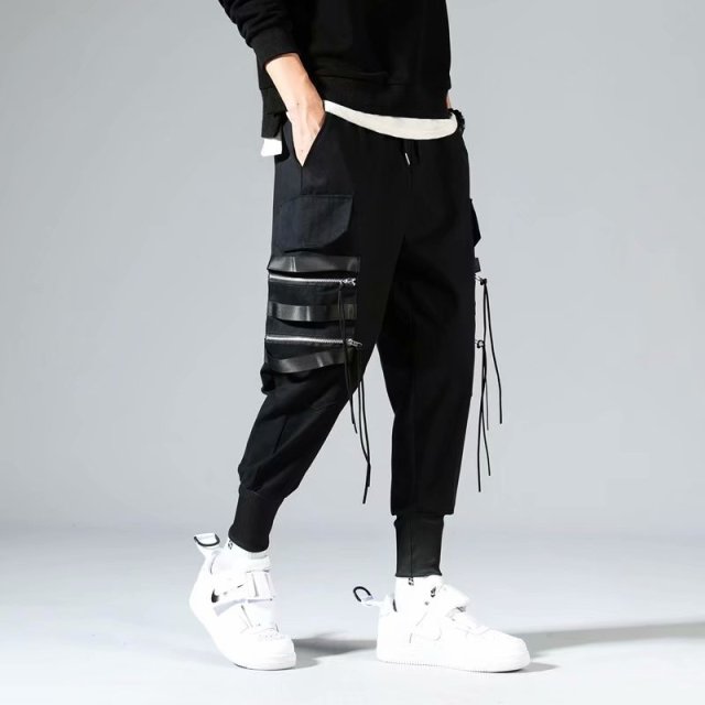 New Streetwear Men&#39;s Multi Pockets Cargo Harem Pants Hip Hop Casual Male Track Pants Joggers Trousers Fashion Harajuku Men Pants