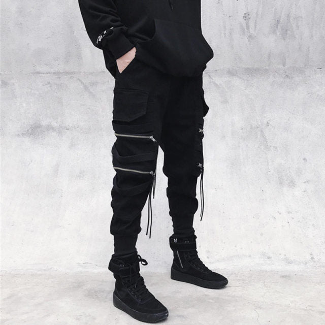 New Streetwear Men&#39;s Multi Pockets Cargo Harem Pants Hip Hop Casual Male Track Pants Joggers Trousers Fashion Harajuku Men Pants