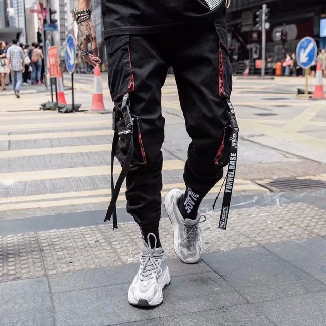 New Streetwear Men&#39;s Multi Pockets Cargo Harem Pants Hip Hop Casual Male Track Pants Joggers Trousers Fashion Harajuku Men Pants