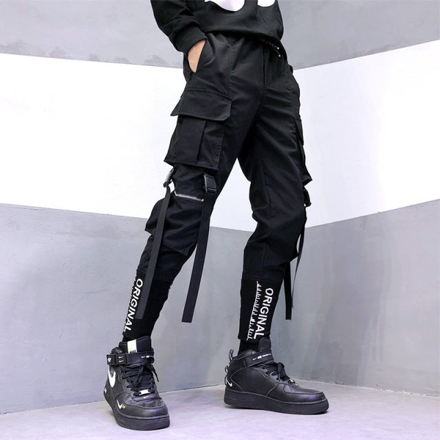 New Streetwear Men&#39;s Multi Pockets Cargo Harem Pants Hip Hop Casual Male Track Pants Joggers Trousers Fashion Harajuku Men Pants