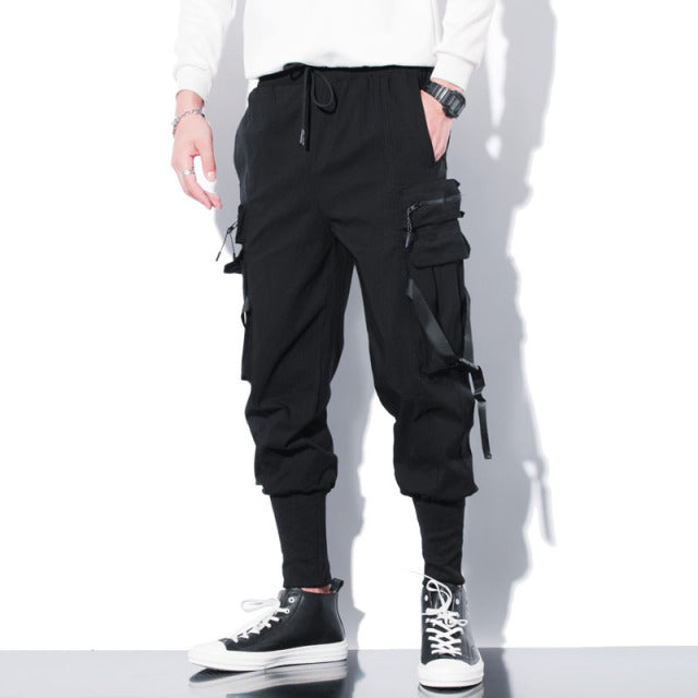 New Streetwear Men&#39;s Multi Pockets Cargo Harem Pants Hip Hop Casual Male Track Pants Joggers Trousers Fashion Harajuku Men Pants