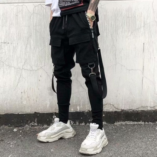New Streetwear Men's Multi Pockets Cargo Harem Pants Hip Hop Casual Male Track Pants Joggers Trousers Fashion Harajuku Men Pants