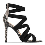 Sandalias Mujer 2021 Women's Ladies Pumps Fashion Bandage Patchwork Mixed Colors Snake High Heels Sandals Casual Shoes