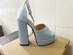 2021 New Ladies Sandals Summer Shoes Sexy Thick High Heels Thick Platform Buckle Crystal Dress Party Wedding Shoes Woman Pumps