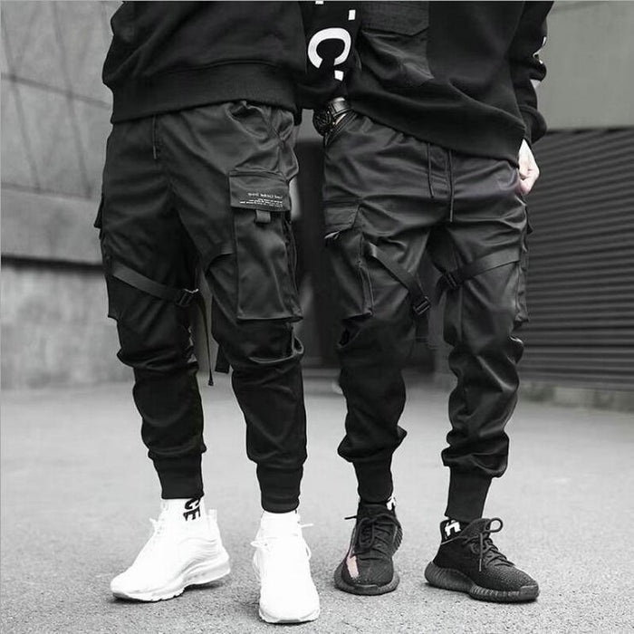 Ribbons Harem Joggers Men Cargo Pants Streetwear 2022 Hip Hop Casual Pockets Cotton Track Pants Male Harajuku Fashion Trousers