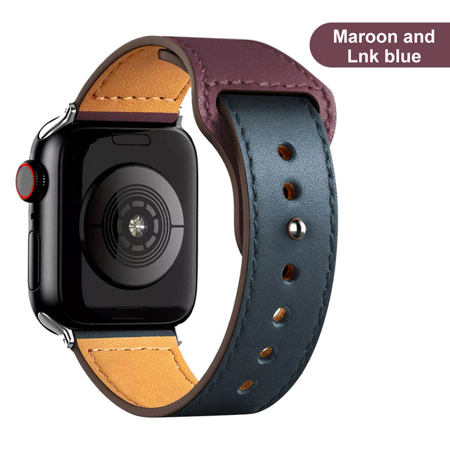 Leather strap for Apple Watch band high quality Male lady series 1234567 SE 44mm 40mm watch for iWatch 42mm 38mm Bracelet