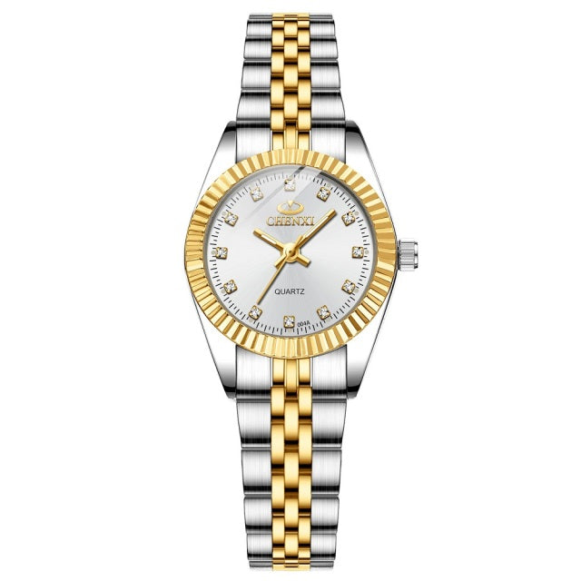 CHENXI Women Golden &amp; Silver Classic Quartz Watch Female Elegant Clock Luxury Gift Watches Ladies Waterproof Wristwatch