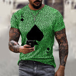 2021 Summer Men's T-shirt Summer Men's Street Style Round Neck Shirt Fashion Poker Print Short Sleeve Zebra Stripe Printed Top