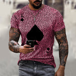 2021 Summer Men's T-shirt Summer Men's Street Style Round Neck Shirt Fashion Poker Print Short Sleeve Zebra Stripe Printed Top