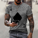 2021 Summer Men's T-shirt Summer Men's Street Style Round Neck Shirt Fashion Poker Print Short Sleeve Zebra Stripe Printed Top