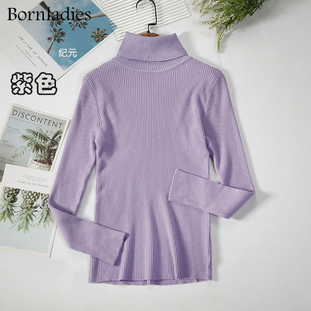 Bornladies 2022 Basic Turtleneck Women Sweaters Autumn Winter Tops Slim Women Pullover Knitted Sweater Jumper Soft Warm Pull