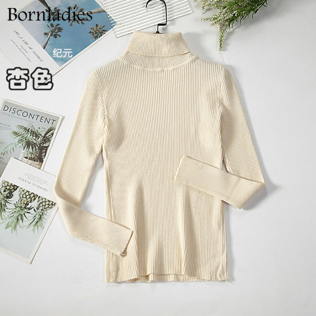 Bornladies 2022 Basic Turtleneck Women Sweaters Autumn Winter Tops Slim Women Pullover Knitted Sweater Jumper Soft Warm Pull