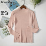 Bornladies Autumn Winter Basic Turtleneck Knitting Bottoming Warm Sweaters 2022 Women's Pullovers Solid Minimalist Cheap Tops