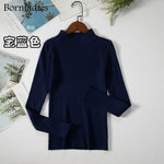 Bornladies Autumn Winter Basic Turtleneck Knitting Bottoming Warm Sweaters 2022 Women's Pullovers Solid Minimalist Cheap Tops