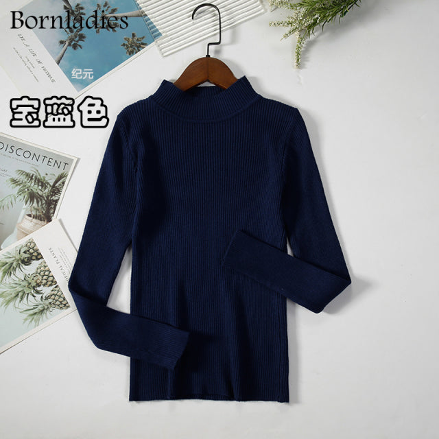 Bornladies Autumn Winter Basic Turtleneck Knitting Bottoming Warm Sweaters 2022 Women's Pullovers Solid Minimalist Cheap Tops