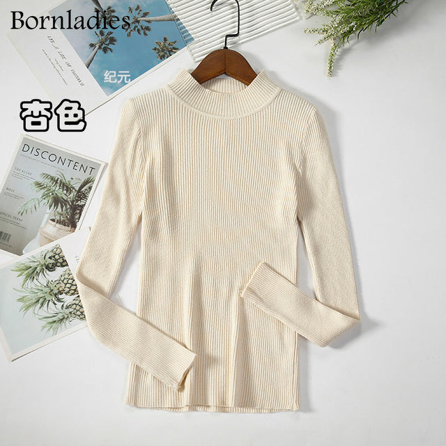 Bornladies Autumn Winter Basic Turtleneck Knitting Bottoming Warm Sweaters 2022 Women&#39;s Pullovers Solid Minimalist Cheap Tops