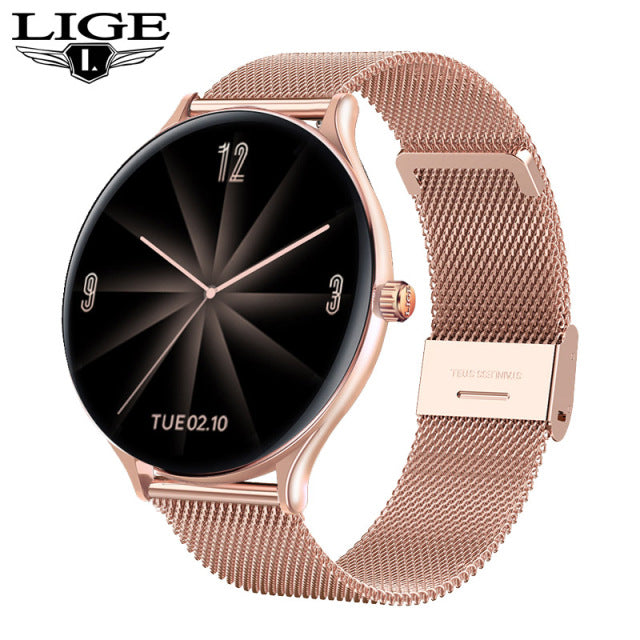 LIGE Women Smart Watch Woman Fashion Watch Heart Rate Sleep Monitoring For Android IOS 2022 New Waterproof Ladies Smartwatch+Box