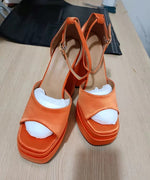 2021 New Ladies Sandals Summer Shoes Sexy Thick High Heels Thick Platform Buckle Crystal Dress Party Wedding Shoes Woman Pumps