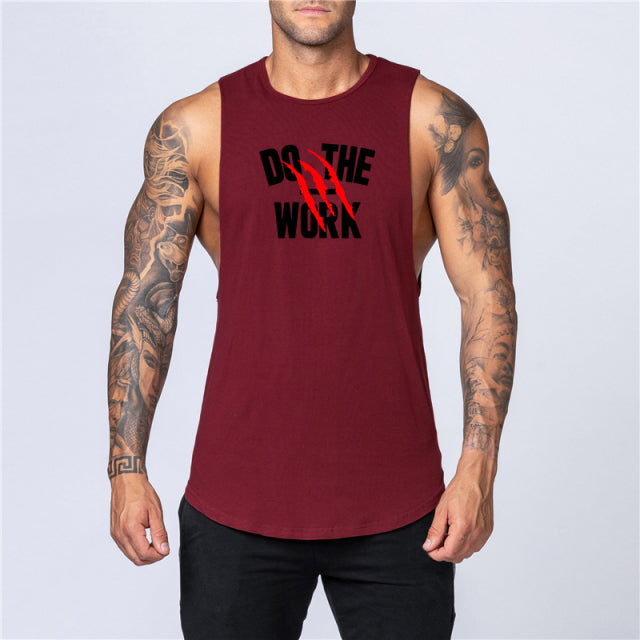 Cotton Workout Gym Tank Top Mens Muscle Sleeveless Sportswear Shirt Stringer Fashion Clothing Bodybuilding Singlets Fitness Vest