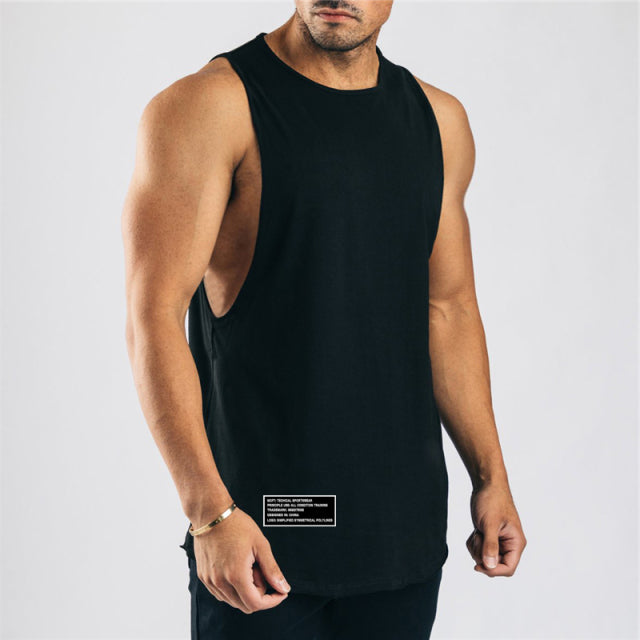 Cotton Workout Gym Tank Top Mens Muscle Sleeveless Sportswear Shirt Stringer Fashion Clothing Bodybuilding Singlets Fitness Vest