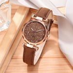 Casual Watches Women Romantic Starry Sky Watch Bracelet Leather Rhinestone Designer Ladies Clock Simple Dress Gfit  Montre Femme