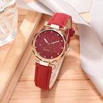 Casual Watches Women Romantic Starry Sky Watch Bracelet Leather Rhinestone Designer Ladies Clock Simple Dress Gfit  Montre Femme