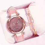 Casual Watches Women Romantic Starry Sky Watch Bracelet Leather Rhinestone Designer Ladies Clock Simple Dress Gfit  Montre Femme
