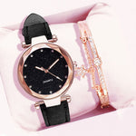 Casual Watches Women Romantic Starry Sky Watch Bracelet Leather Rhinestone Designer Ladies Clock Simple Dress Gfit  Montre Femme