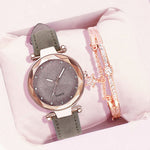 Casual Watches Women Romantic Starry Sky Watch Bracelet Leather Rhinestone Designer Ladies Clock Simple Dress Gfit  Montre Femme