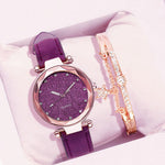 Casual Watches Women Romantic Starry Sky Watch Bracelet Leather Rhinestone Designer Ladies Clock Simple Dress Gfit  Montre Femme